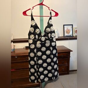 Milly Black Dress with Silver Polka Dots